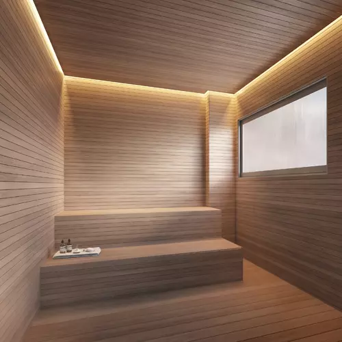 Perspectiva artística da sauna úmida